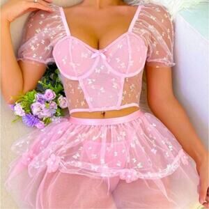 Y2K Festival Rave Fairy Coquette Cosplay Bustier Tutu Lingerie Set